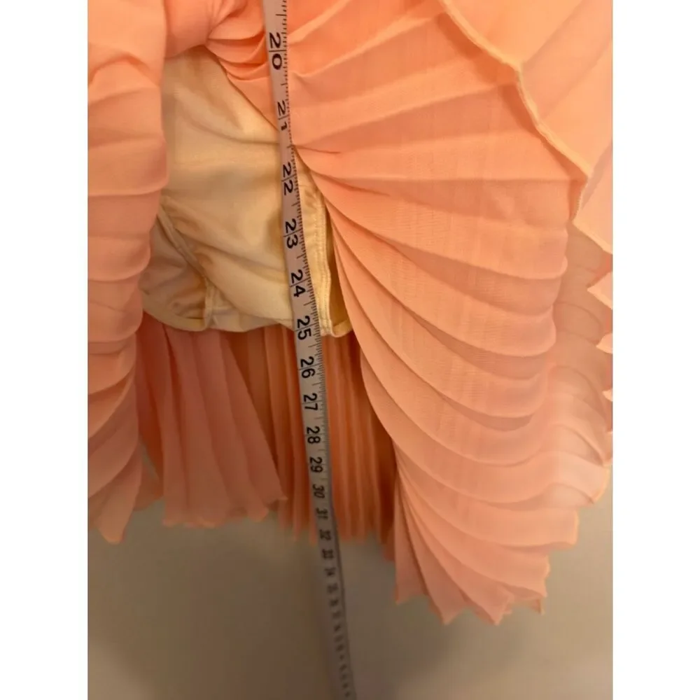 Curtain Call Dance Costume green pink peach pleaded skirt R565 SA-Small adult